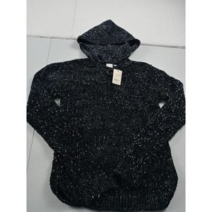 Mudd Sweater Hood Size 14 Juniors Black Knit Sweater with Hood Thick Stitch